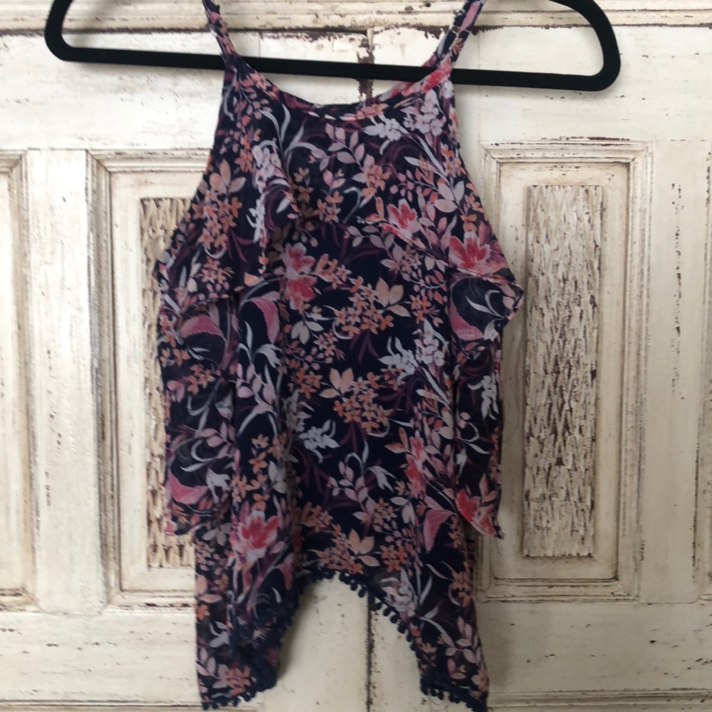 Navy print tank - Girls size 12